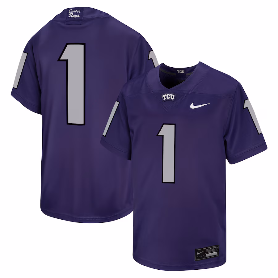 Youth Nike #1 Purple TCU Horned Frogs Untouchable Football Jersey - Puhuasuan
