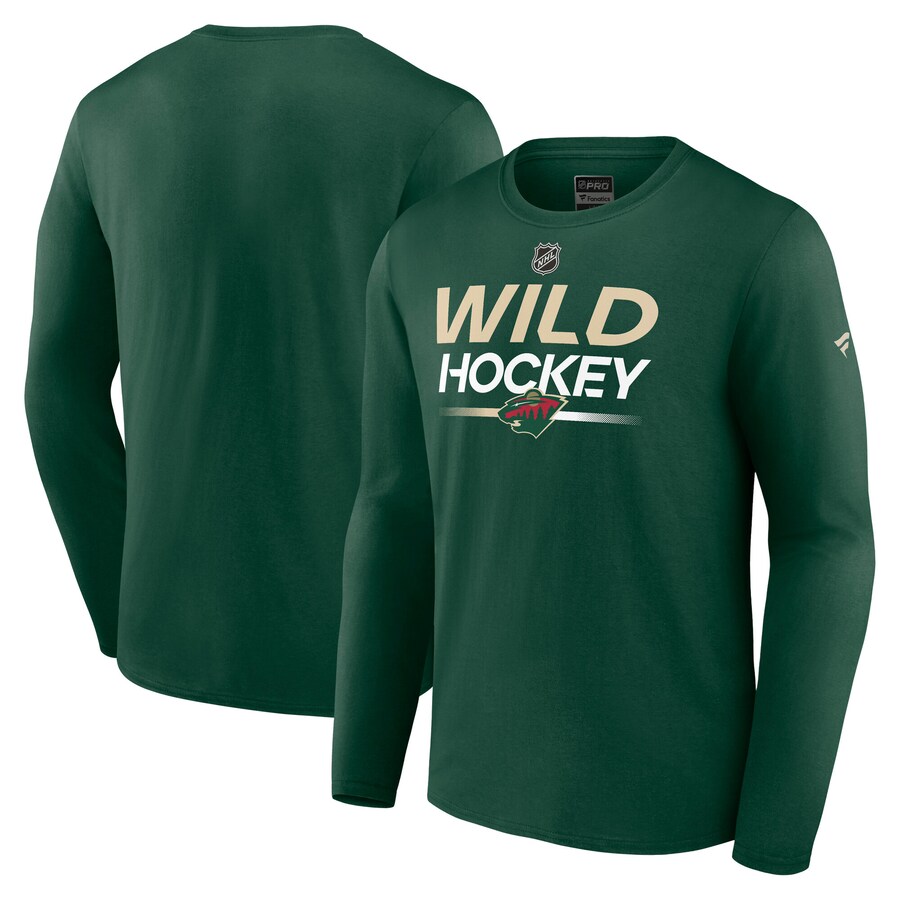 Men's Minnesota Wild Fanatics Green Authentic Pro Primary Long Sleeve T-Shirt - Puhuasuan