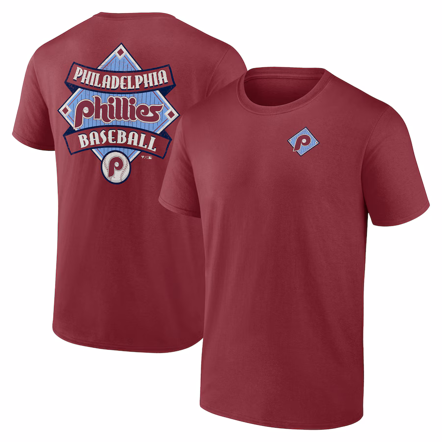 Men's Philadelphia Phillies Garnet Field Play T-Shirt - Puhuasuan