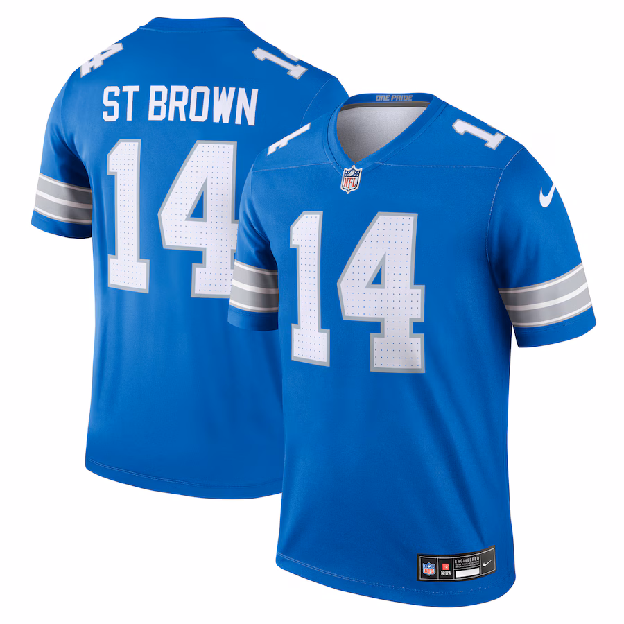 Men's Detroit Lions Amon-Ra St. Brown Nike Blue Team Legend Player Performance Top - Puhuasuan