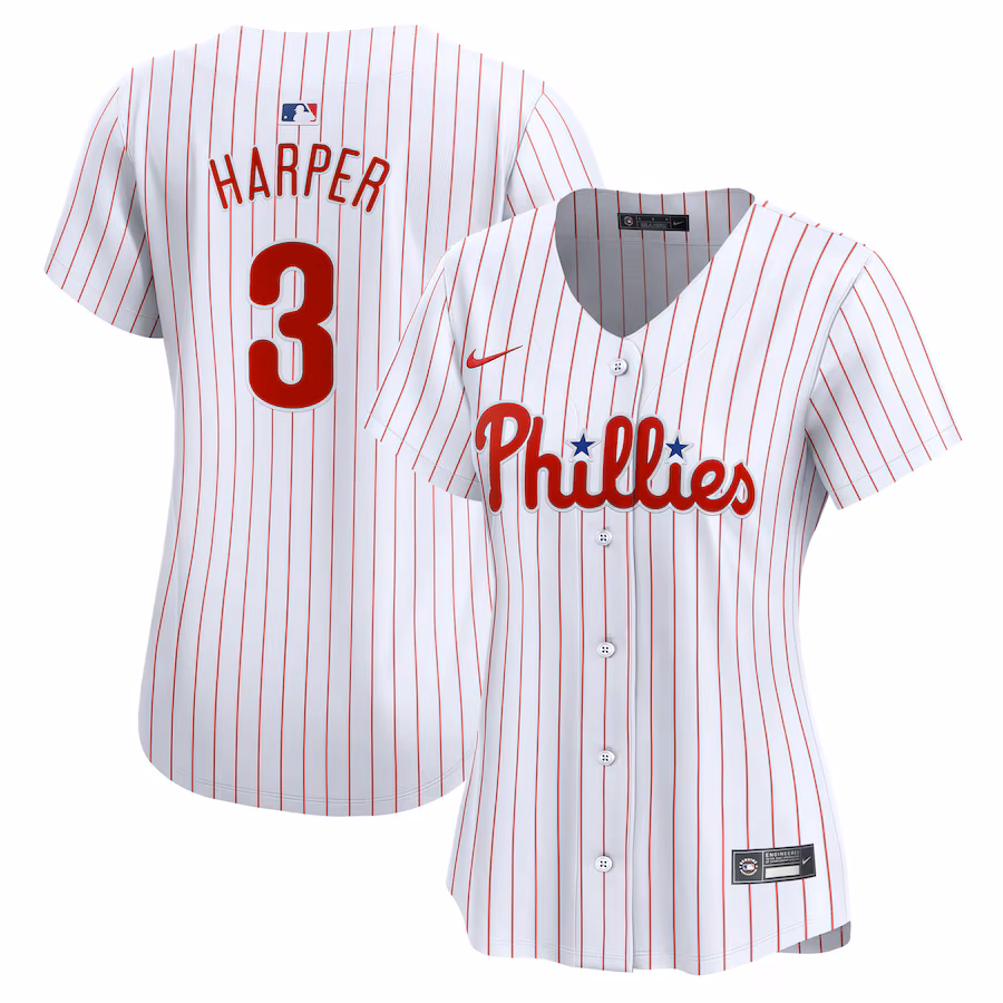 Women's Philadelphia Phillies Bryce Harper Nike White Limited Player Jersey - Puhuasuan