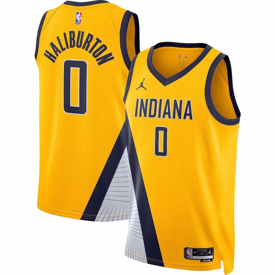 Unisex Indiana Pacers Tyrese Haliburton Jordan Brand Gold Swingman Jersey - Statement Edition - Puhuasuan