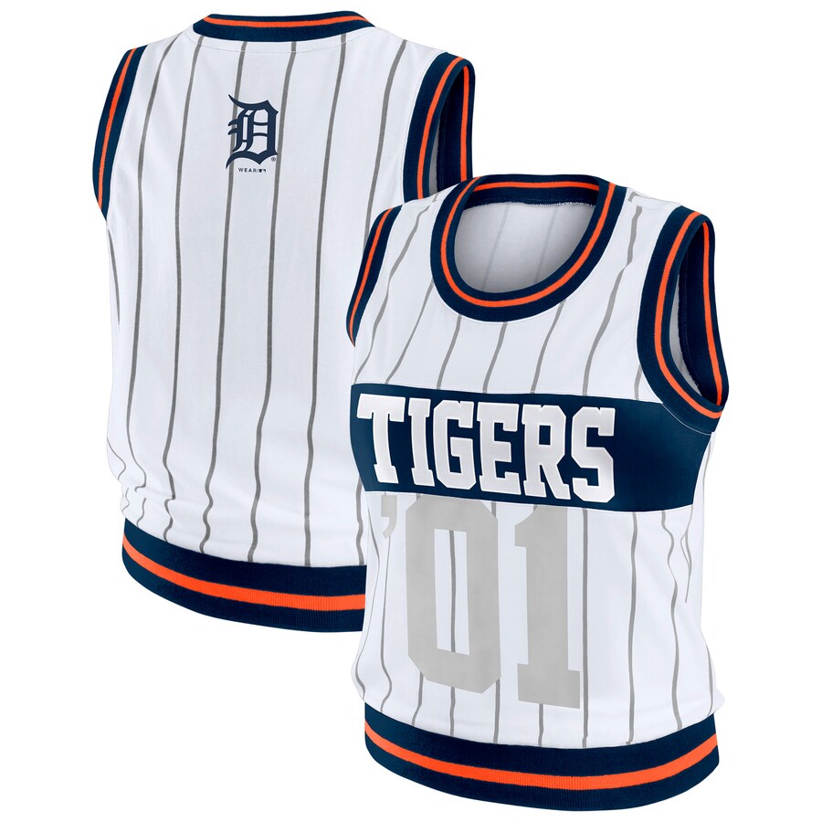 Women's Detroit Tigers WEAR by Erin Andrews White Sporty Tank Top - Puhuasuan