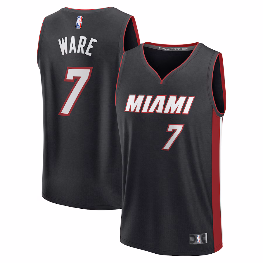 Men's Miami Heat Kel'el Ware Fanatics Black Fast Break Replica Player Jersey - Icon Edition - Puhuasuan