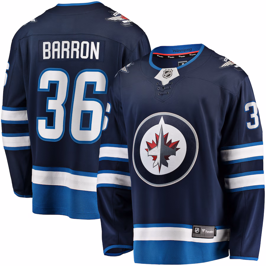 Men's Winnipeg Jets Morgan Barron Fanatics Navy Home Premier Breakaway Player Jersey - Puhuasuan