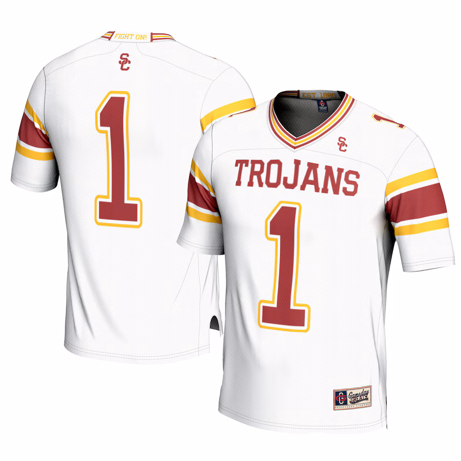 Men's GameDay Greats #1 White USC Trojans Football Jersey - Puhuasuan