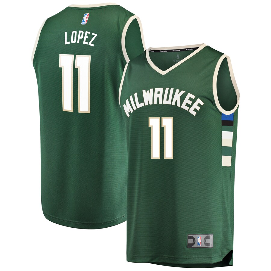 Men's Milwaukee Bucks Brook Lopez Fanatics Green Fast Break Replica Player Jersey - Icon Edition - Puhuasuan