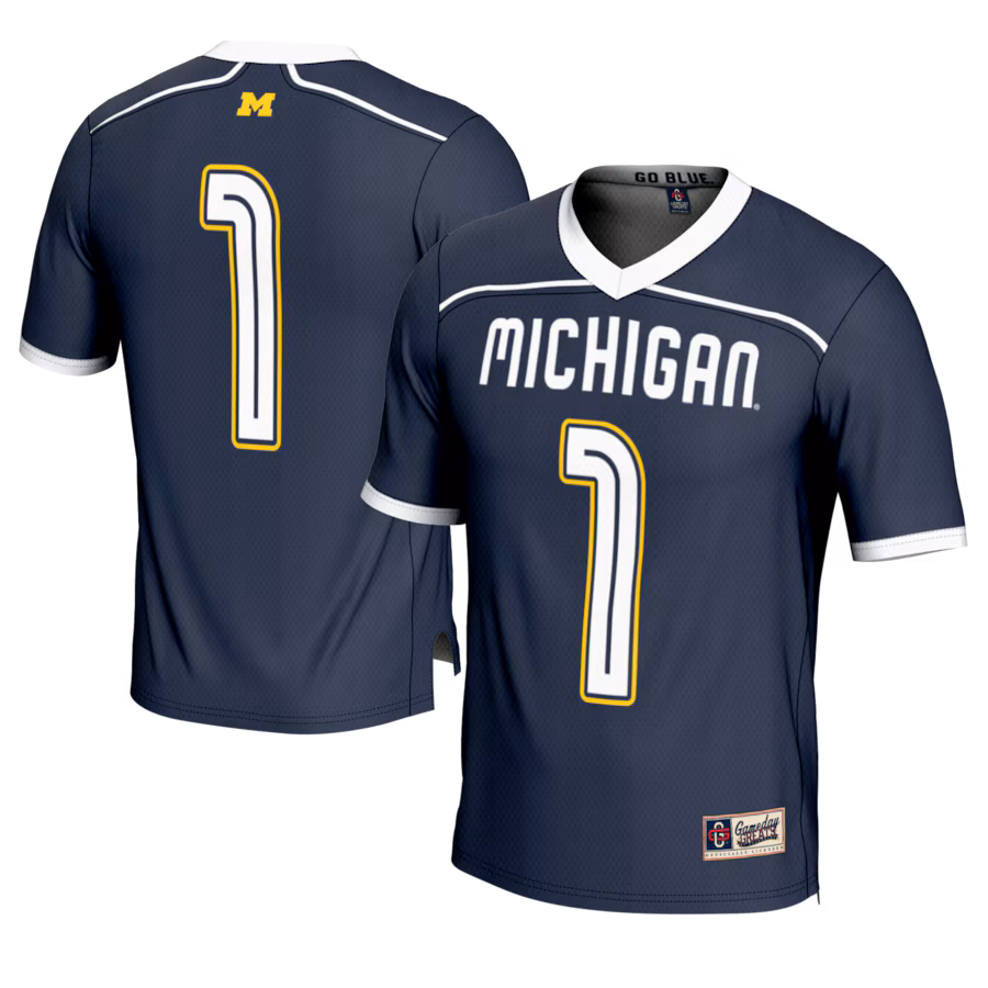 #1 Michigan Wolverines GameDay Greats Lightweight Lacrosse Fashion Jersey - Navy - Puhuasuan