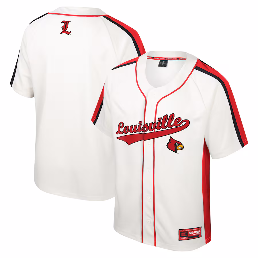 Men's Colosseum Cream Louisville Cardinals Ruth Button-Up Baseball Jersey - Puhuasuan