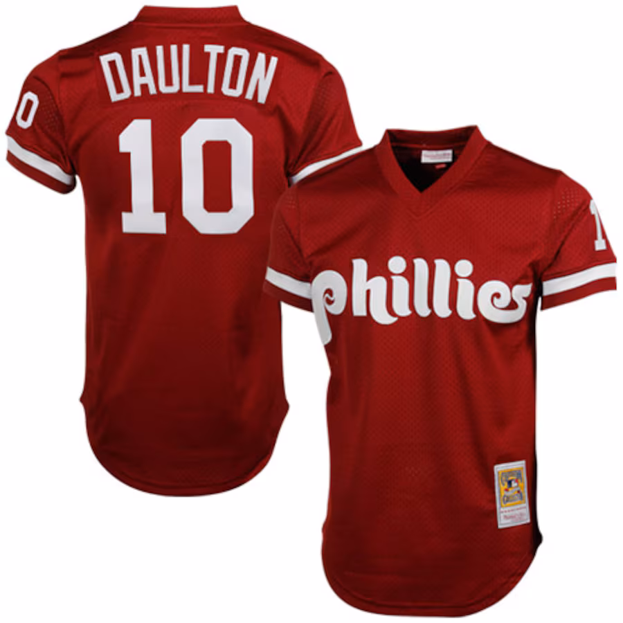 Men's Philadelphia Phillies Darren Daulton Mitchell & Ness Red Cooperstown Mesh Batting Practice Jersey - Puhuasuan