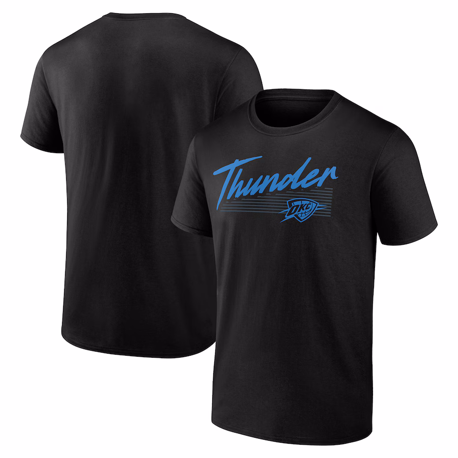 Men's Oklahoma City Thunder Black Color Block Slant T-Shirt - Puhuasuan
