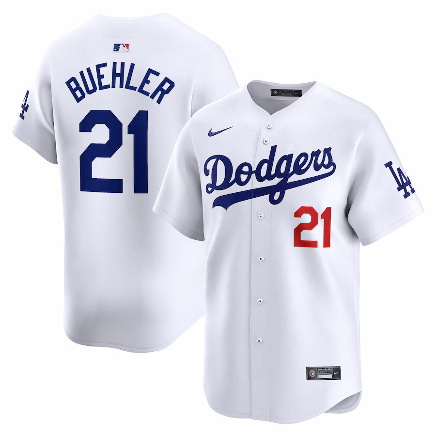 Men's Los Angeles Dodgers Walker Buehler Nike White Home Limited Player Jersey - Puhuasuan