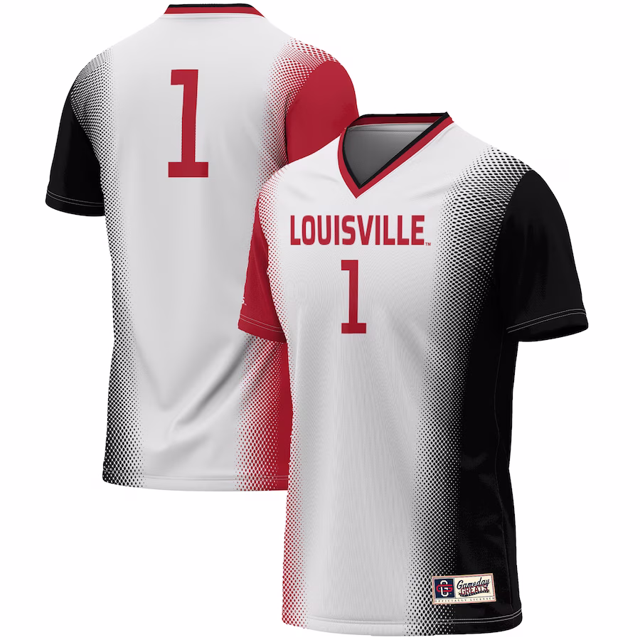 #1 Louisville Cardinals GameDay Greats Unisex  Lightweight Women's Soccer Jersey - White - Puhuasuan