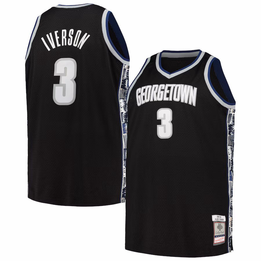 Allen Iverson Georgetown Hoyas Mitchell & Ness 1995/96 Big & Tall Swingman Jersey - Black - Puhuasuan