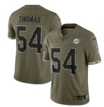 Men's Miami Dolphins #54 Zach Thomas 2022 Olive Salute To Service Limited Stitched Jersey - Puhuasuan