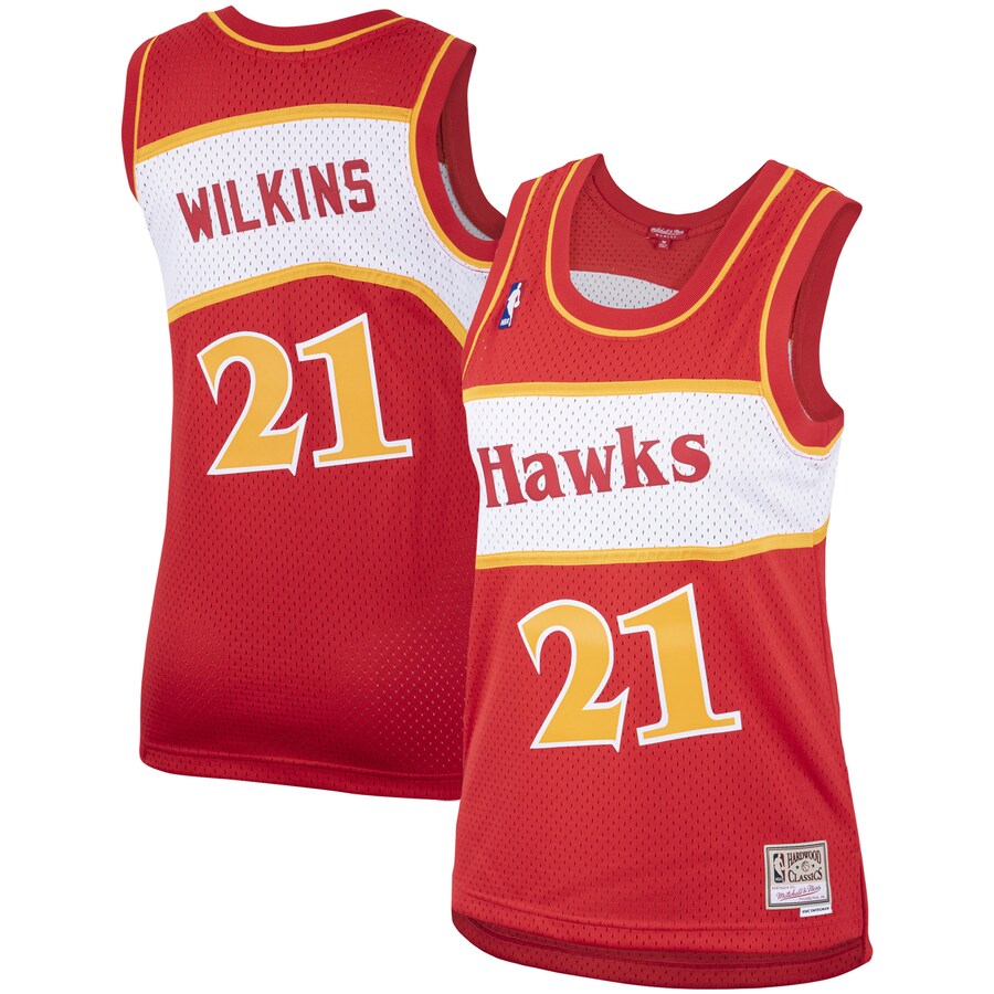 Women's Atlanta Hawks Dominique Wilkins Mitchell & Ness Red  Hardwood Classics Swingman Jersey - Puhuasuan