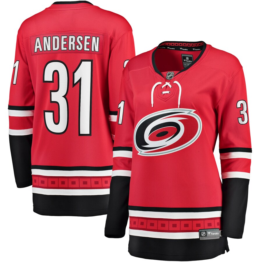 Women's Carolina Hurricanes Frederik Andersen Fanatics Branded Red Alternate Breakaway Player Jersey - Puhuasuan