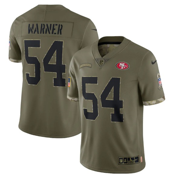 Men's San Francisco 49ers #54 Fred Warner 2022 Olive Salute To Service Limited Stitched Jersey - Puhuasuan