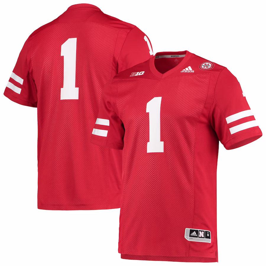 #1 Nebraska Huskers adidas Team Premier Football Jersey - Scarlet - Puhuasuan