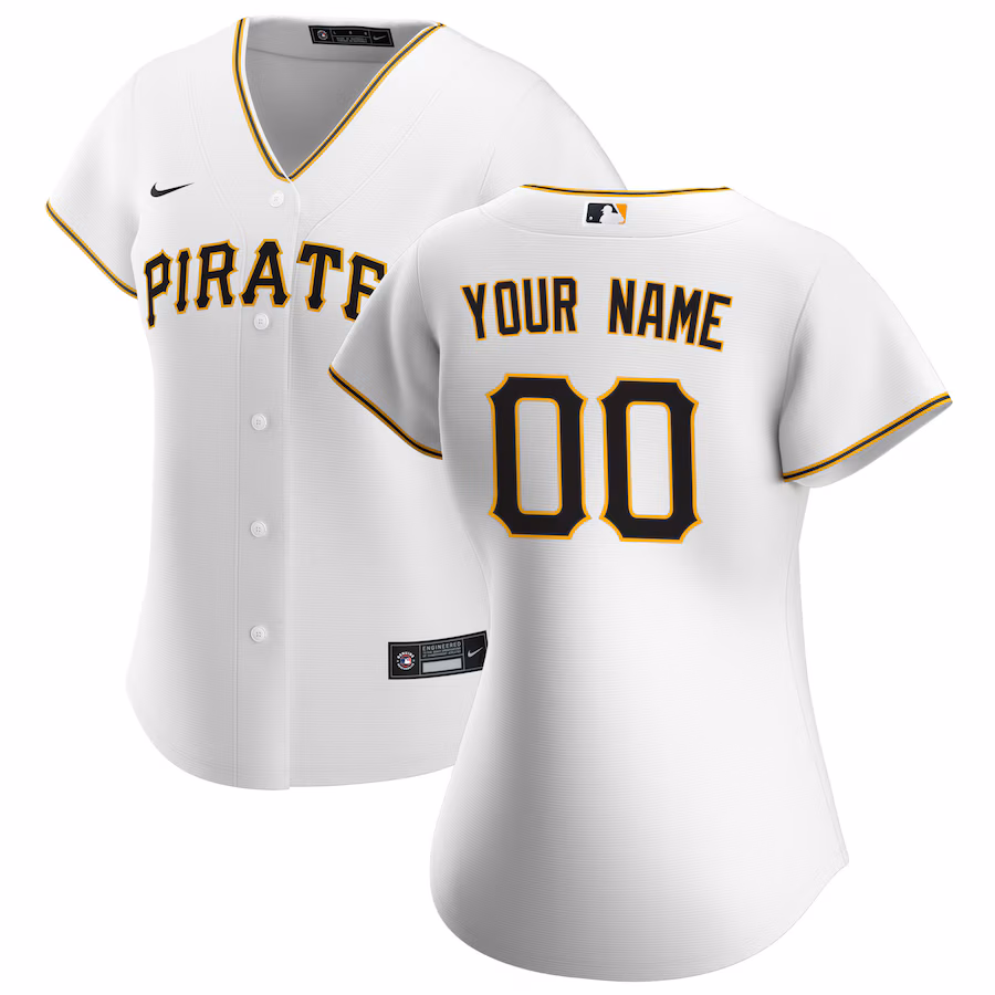Women's Pittsburgh Pirates Nike White Home Replica Custom Jersey - Puhuasuan