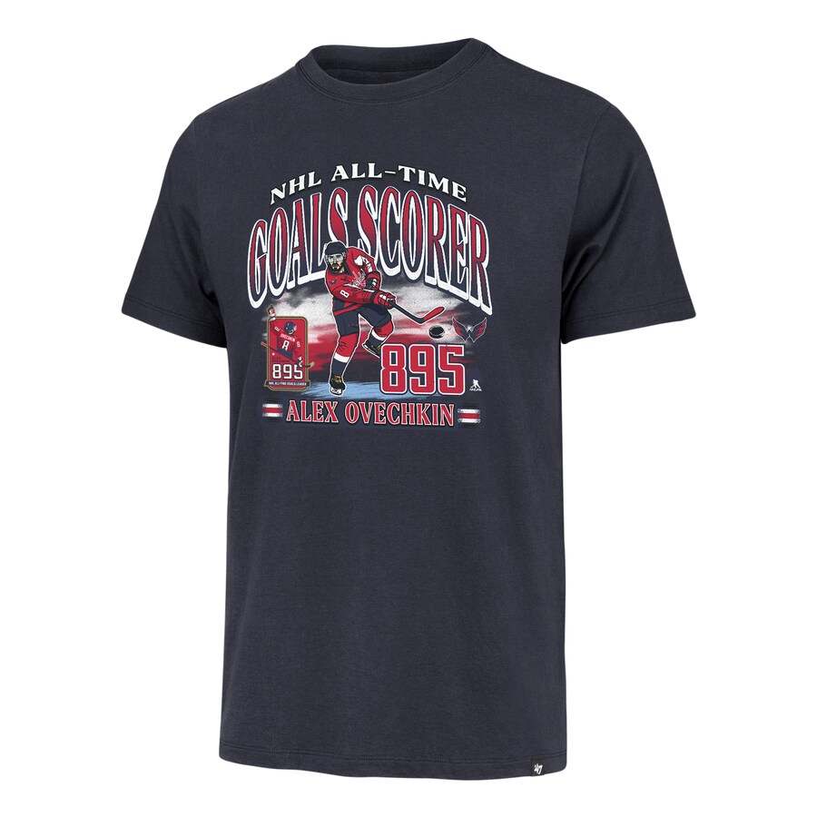 Men's Washington Capitals Alexander Ovechkin '47 Blue NHL All-Time Leading Goal Scorer Franklin T-Shirt - Puhuasuan
