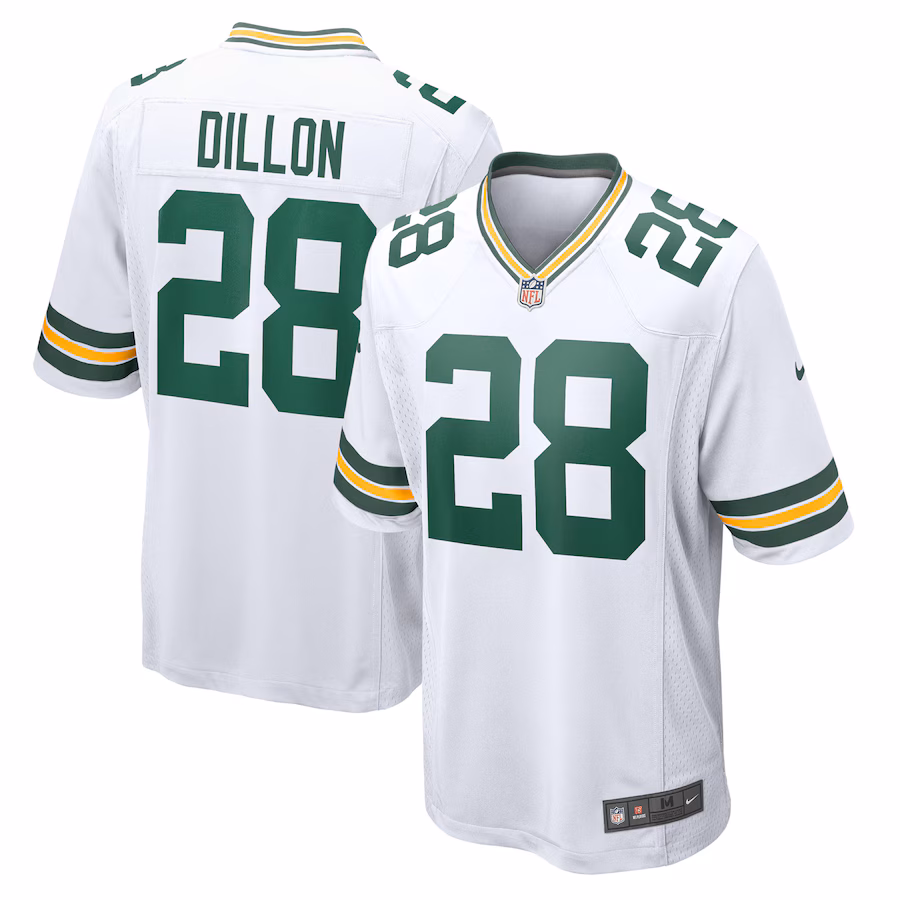 Men's Green Bay Packers AJ Dillon Nike White Game Player Jersey - Puhuasuan