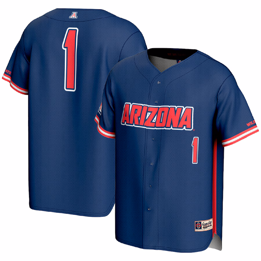 Men's GameDay Greats #1 Navy Arizona Wildcats Lightweight Baseball Fashion Jersey - Puhuasuan