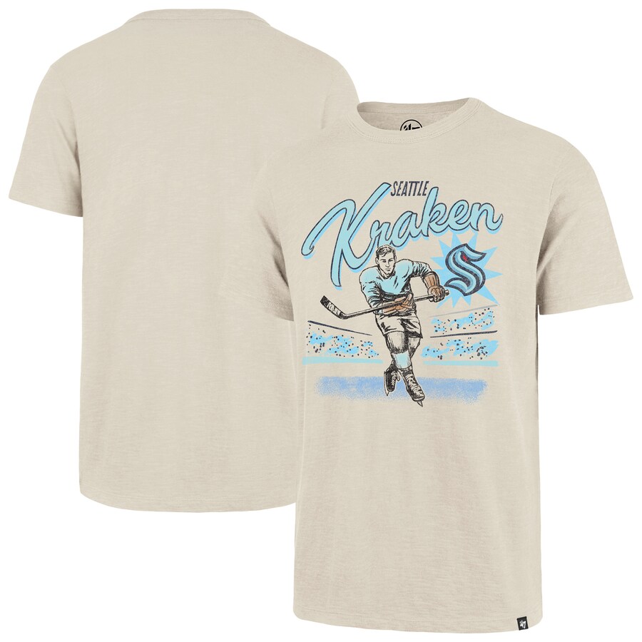 Men's Seattle Kraken '47 Natural Hockey Player Golden Age Scrum T-Shirt - Puhuasuan