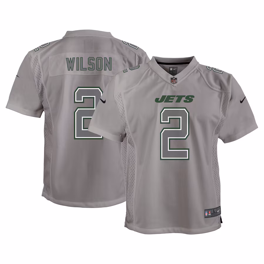 Youth New York Jets Zach Wilson Nike Gray Atmosphere Game Jersey - Puhuasuan