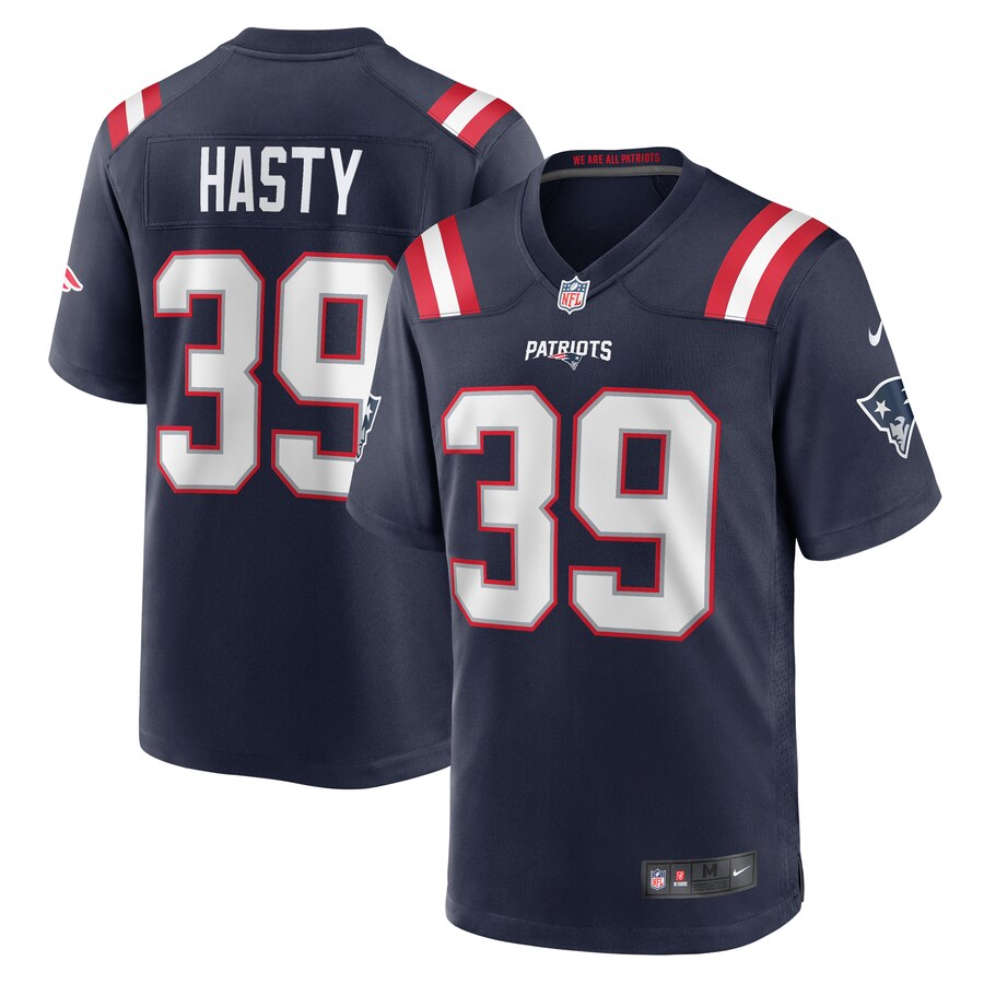 Men's New England Patriots Jamycal Hasty Nike  Navy Team Game Jersey - Puhuasuan