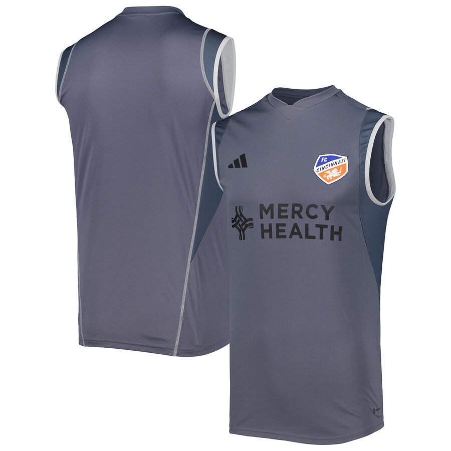 Men's FC Cincinnati adidas Gray 2023 On-Field Sleeveless Training Jersey - Puhuasuan