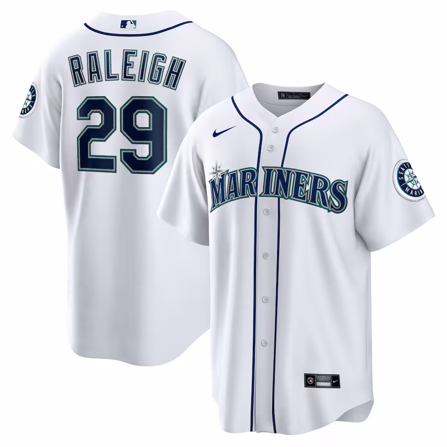 Men's Seattle Mariners Cal Raleigh Nike White Home Replica Jersey - Puhuasuan