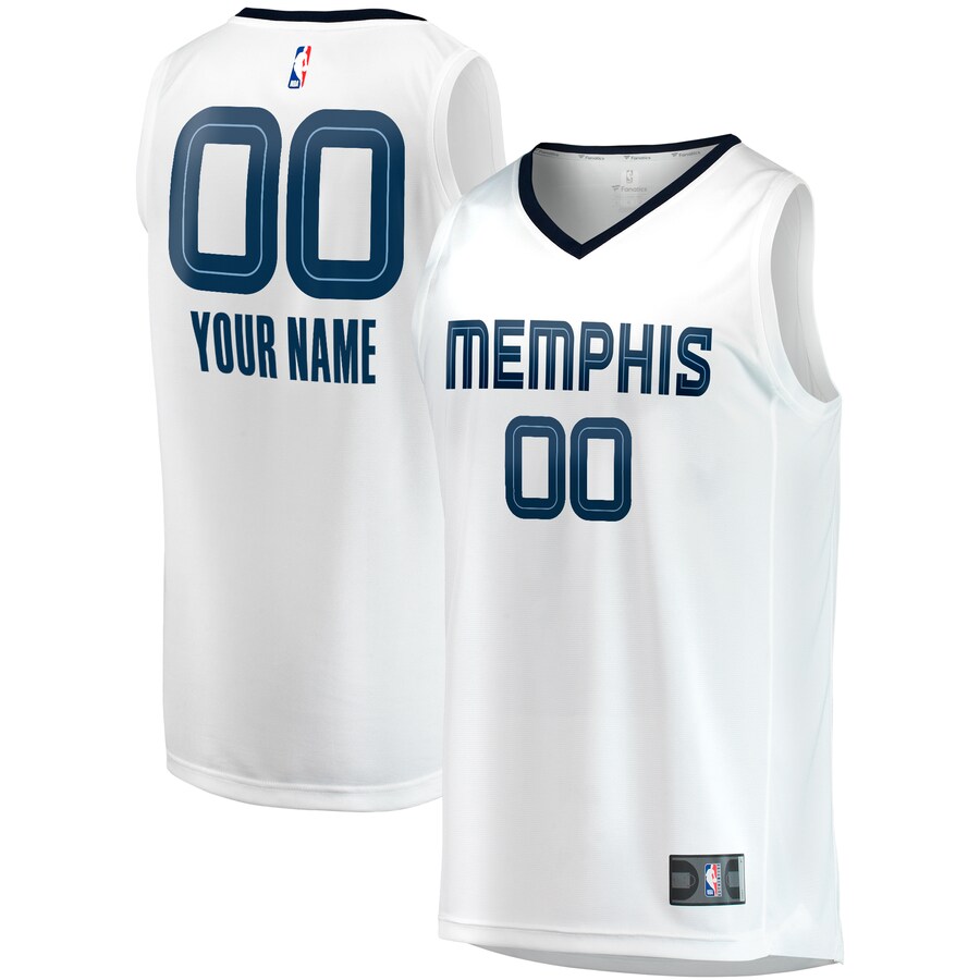 Youth Memphis Grizzlies  Fanatics White Fast Break Replica Custom Jersey - Association Edition - Puhuasuan