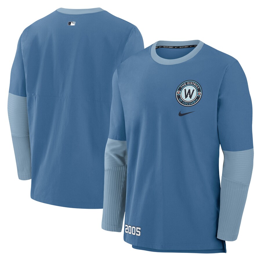 Men's Washington Nationals Nike Blue 2025 City Connect Authentic Collection Performance Player Sweatshirt - Puhuasuan