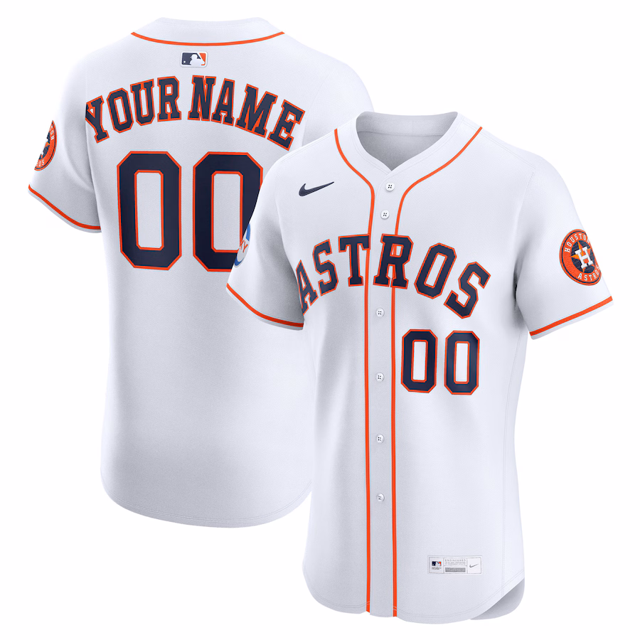 Men's Houston Astros Nike White Home Elite Sponsor Patch Custom Jersey - Puhuasuan