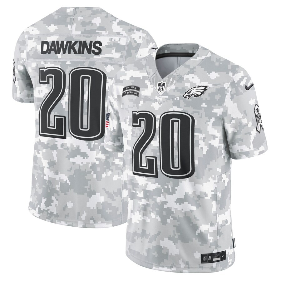 Men's Philadelphia Eagles Brian Dawkins Nike Arctic Camo 2024 Salute to Service Retired Player Limited Jersey - Puhuasuan