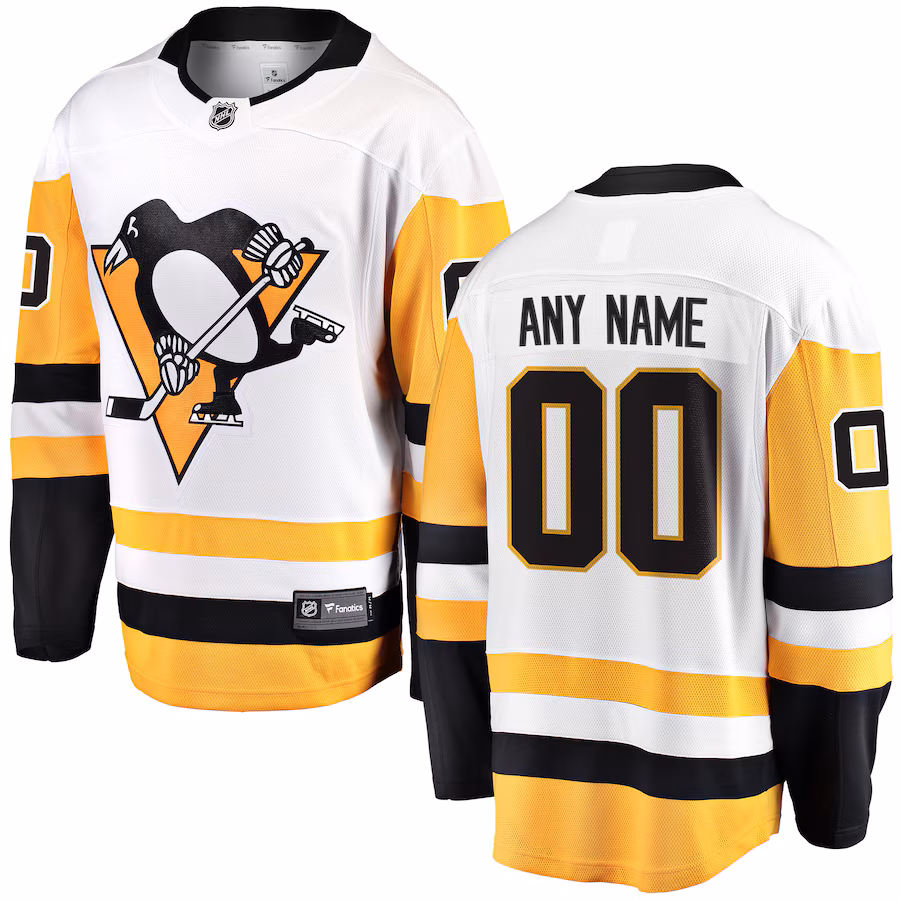 Men's Pittsburgh Penguins Fanatics White Away Breakaway Custom Jersey - Puhuasuan