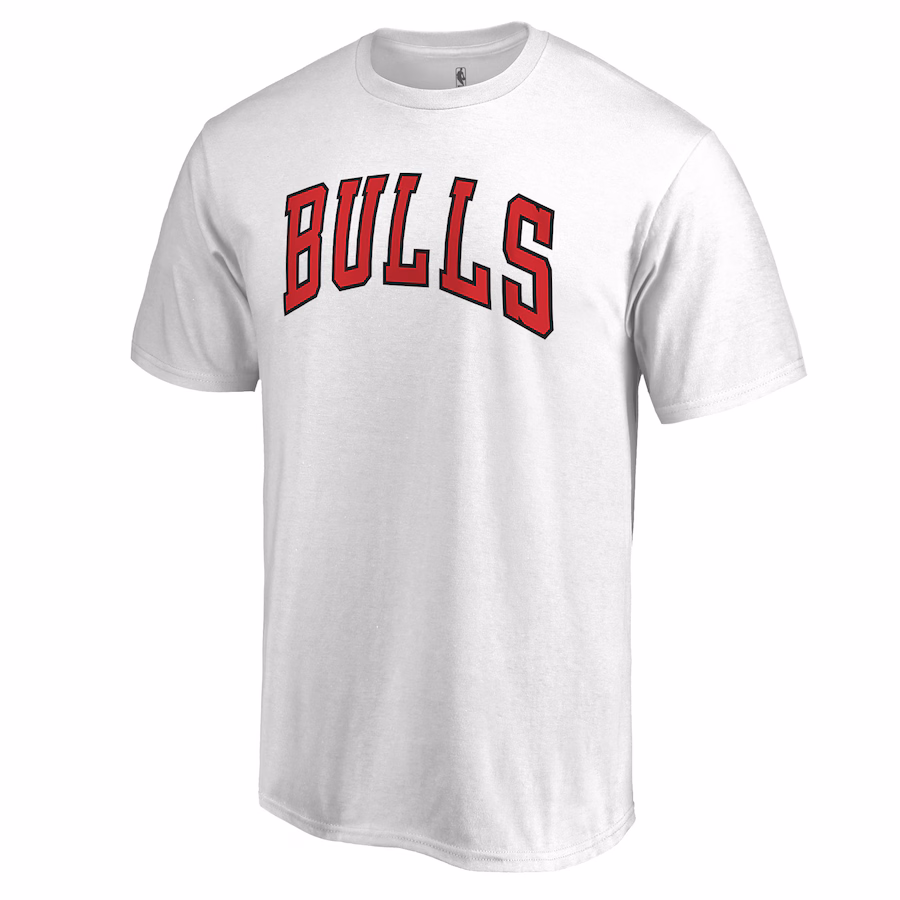 Men's Chicago Bulls White Primary Wordmark T-Shirt - Puhuasuan
