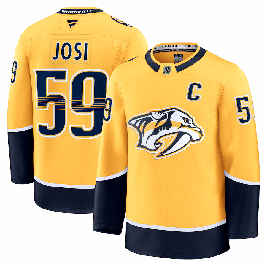 Men's Nashville Predators Roman Josi Fanatics Yellow Home Premium Jersey - Puhuasuan