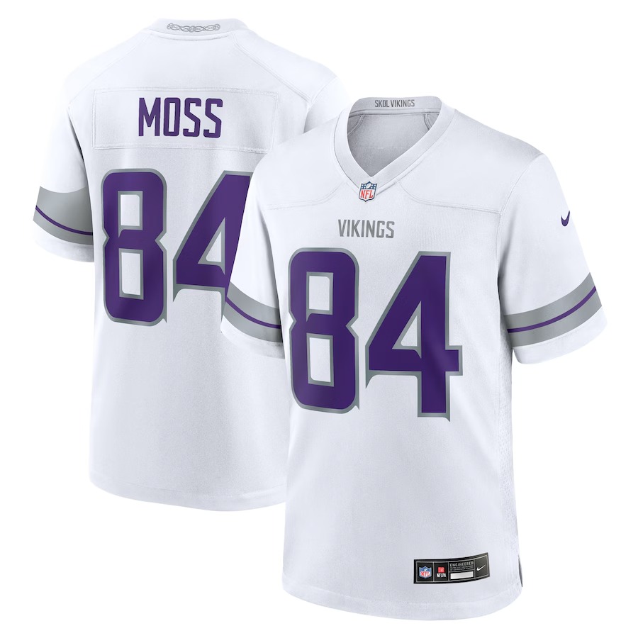 Men's Minnesota Vikings Randy Moss Nike White Alternate Retired Player Game Jersey - Puhuasuan