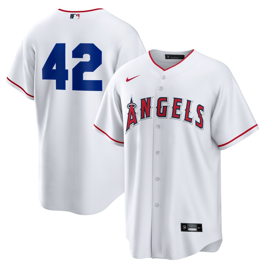 Men's Los Angeles Angels Nike White Home 2025 Jackie Robinson Day Replica Jersey - Puhuasuan