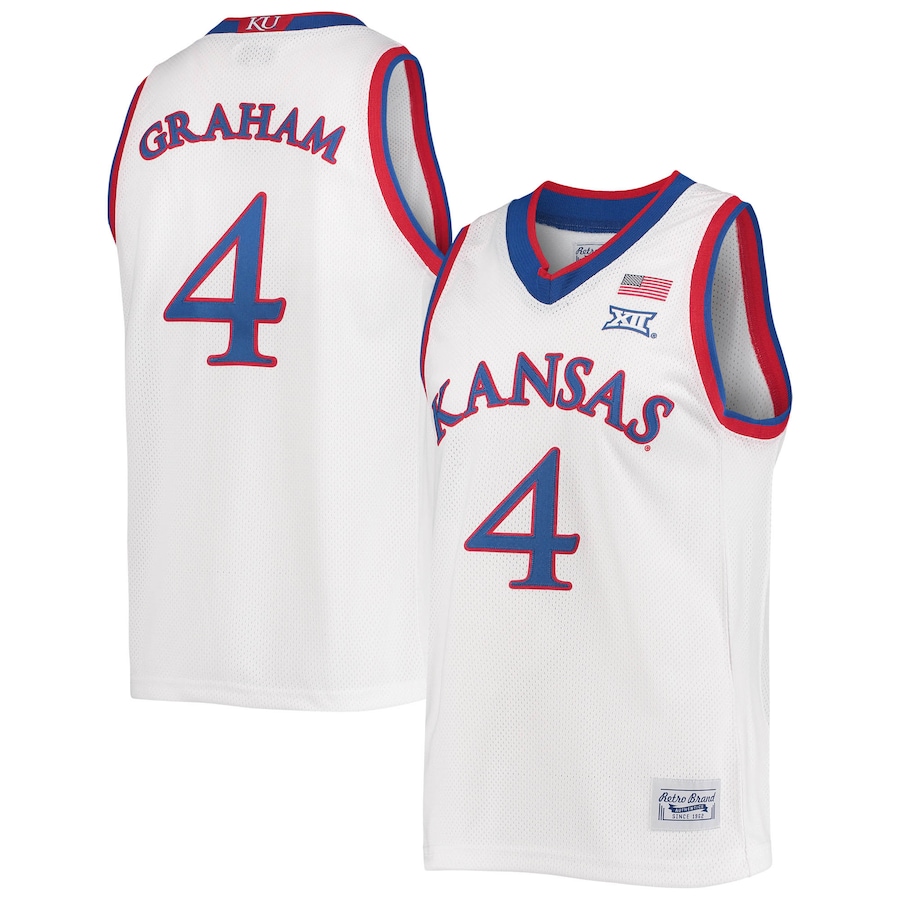 Men's Original Retro Brand Devonte' Graham White Kansas Jayhawks Commemorative Classic Basketball Jersey - Puhuasuan