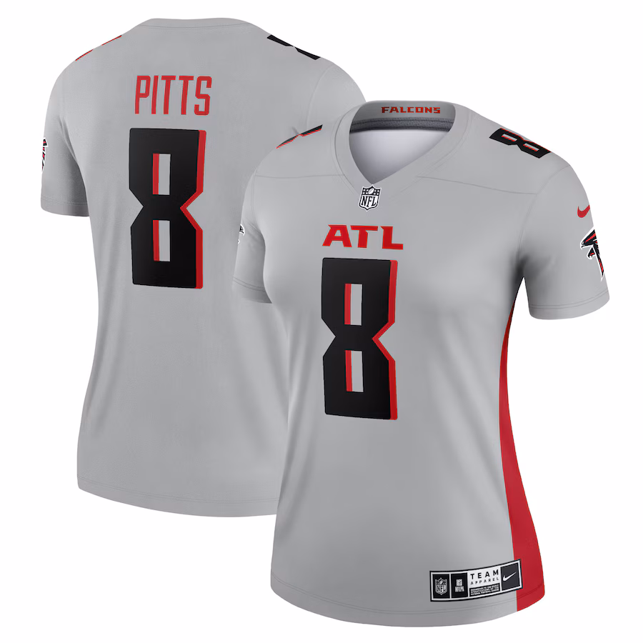 Women's Atlanta Falcons Kyle Pitts Nike Gray Inverted Legend Player Performance Top - Puhuasuan