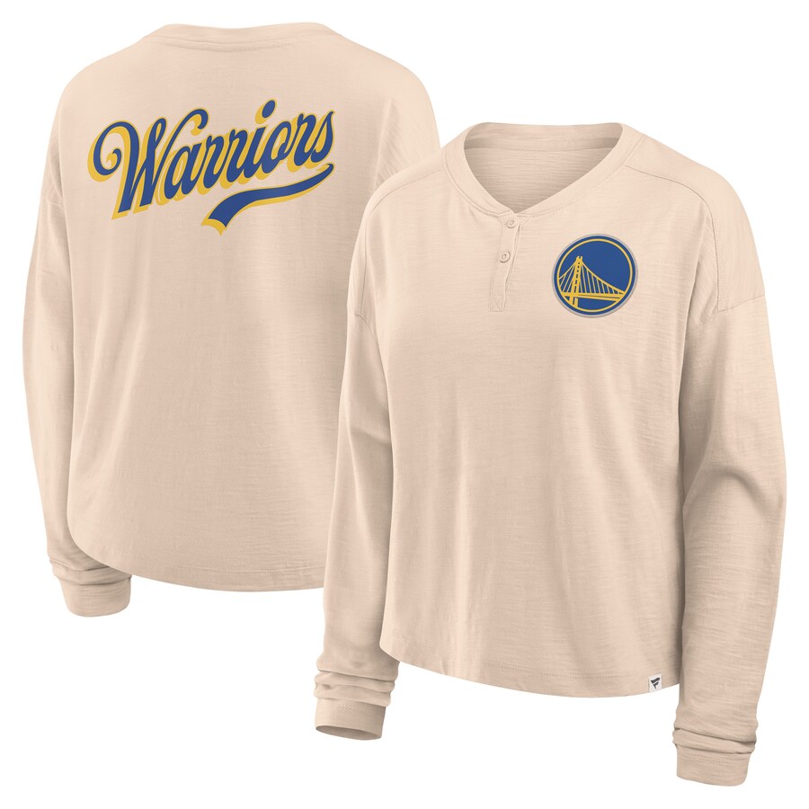 Women's Golden State Warriors Fanatics Natural Boxed Out Drop Fashion Long Sleeve T-Shirt - Puhuasuan