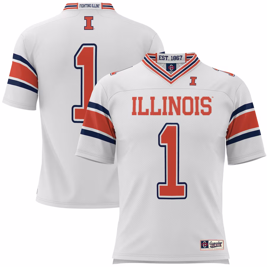 #1 Illinois Fighting Illini GameDay Greats Football Jersey - White - Puhuasuan