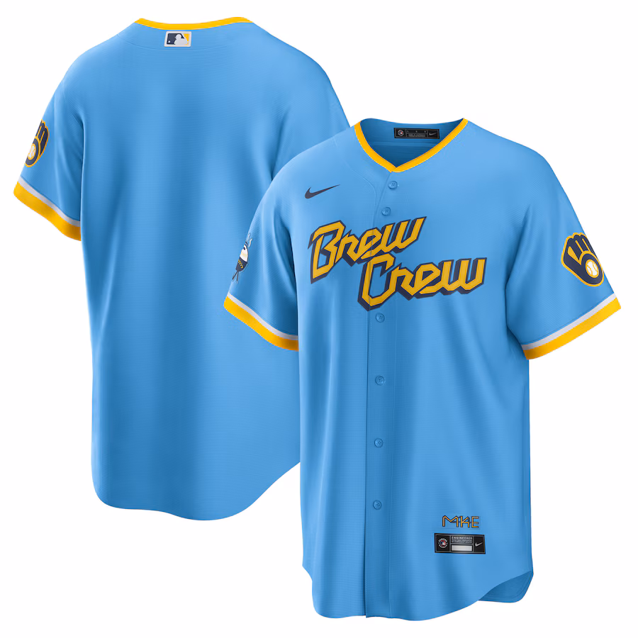 Men's Milwaukee Brewers Nike Powder Blue City Connect Replica Team Jersey - Puhuasuan
