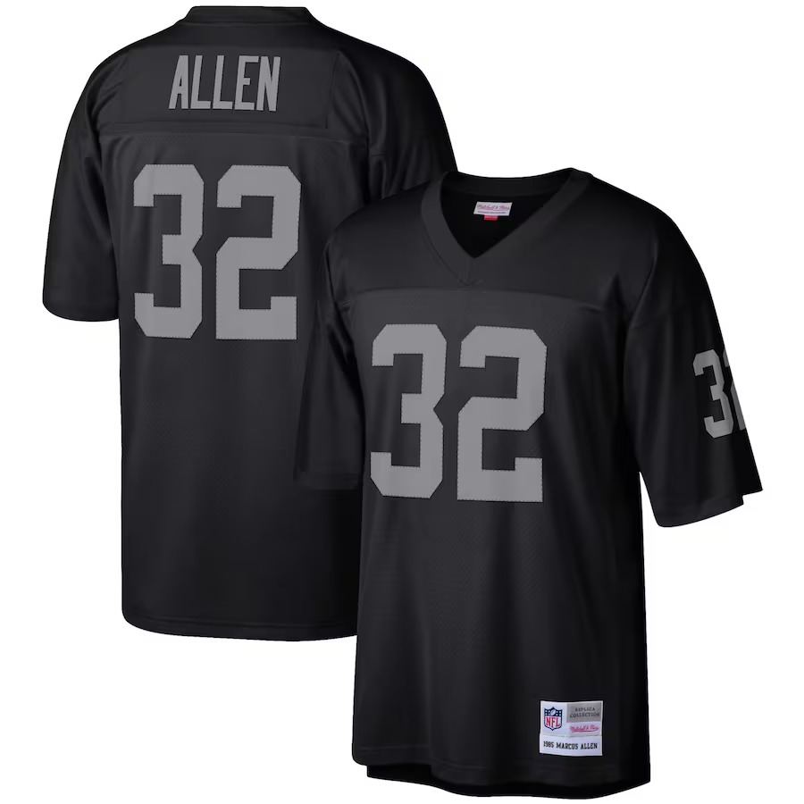 Men's Las Vegas Raiders Marcus Allen Mitchell & Ness Black Legacy Replica Jersey - Puhuasuan