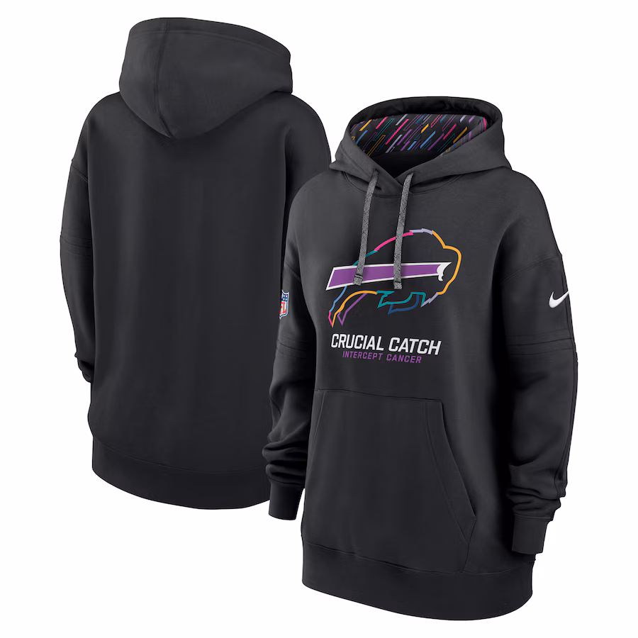 Women's Buffalo Bills  Nike Black 2024 NFL Crucial Catch Club Pullover Hoodie - Puhuasuan