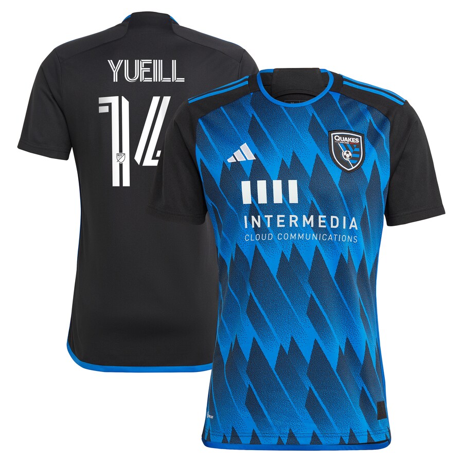 Men's San Jose Earthquakes Jackson Yueill adidas Blue 2024 Active Fault Replica Player Jersey - Puhuasuan
