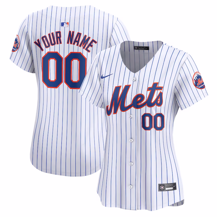 Women's New York Mets Nike White Home Limited Custom Jersey - Puhuasuan